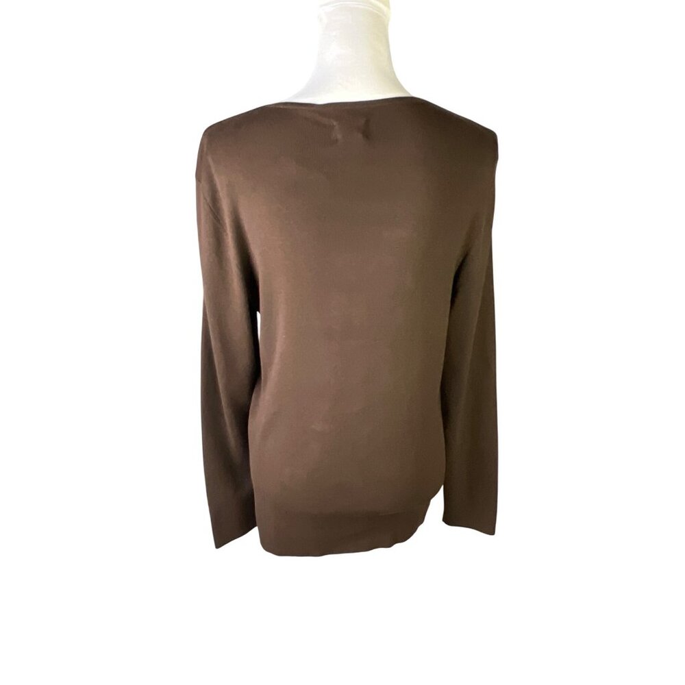 Chico's Brown V-Neck Long Sleeve Knit Top Pullover Sweater size M - Picture 4 of 8